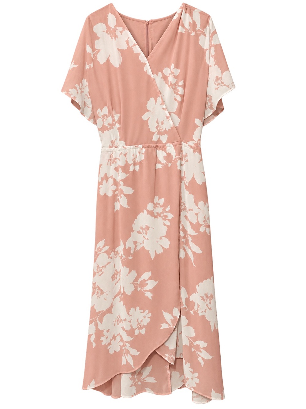 Lane Bryant Blush Floral Wrap-Style Midi Dress